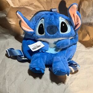 Disney Plush Backpack Blue Stitch Lilo & Stitch 3D Ears Faux Fur Bag